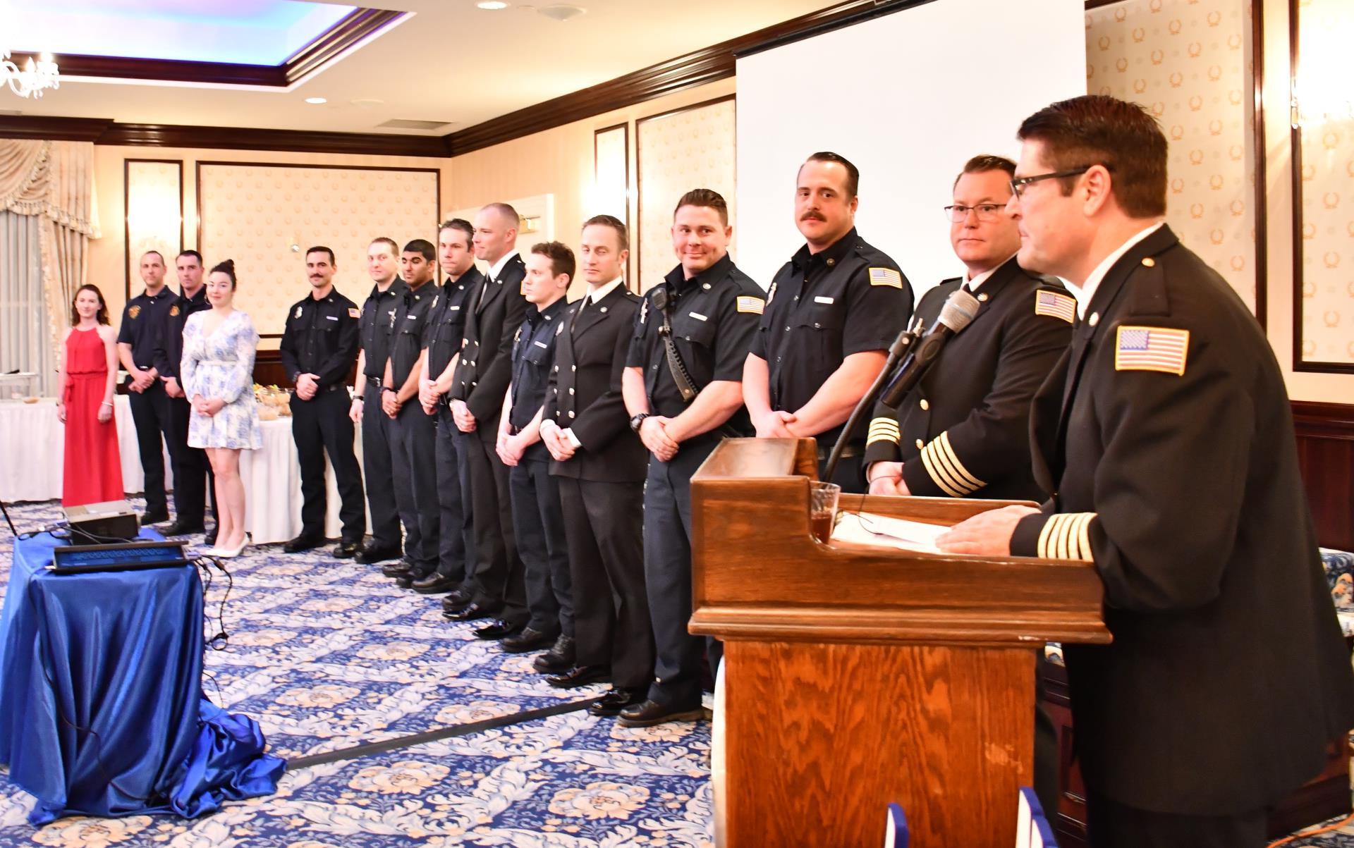 Firefighters/Paramedics are honored at the promotional awards ceremony for the year of 2017.